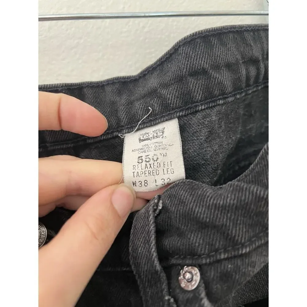 Levi’s Vintage Orange Tab 550 Black denim Jeans 38 32 relaxed fit tapered leg